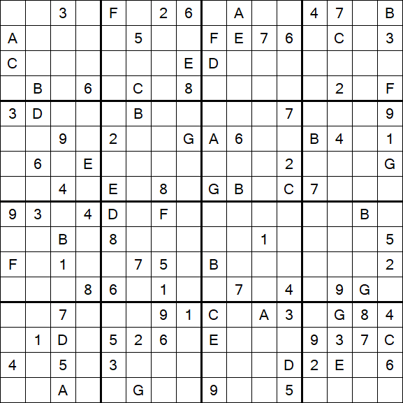 Sudoku 16x16 - Difícil
