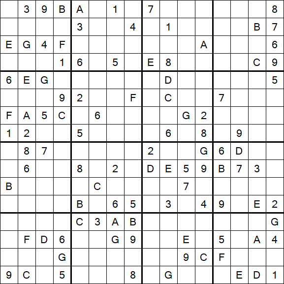 Sudoku 16x16 - Hard