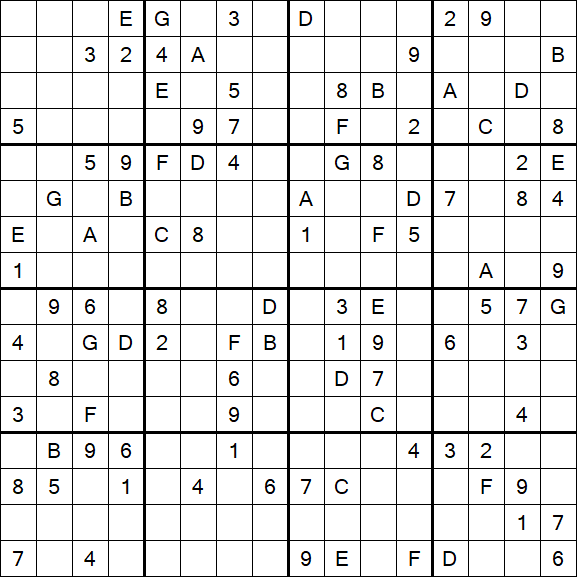 Sudoku 16x16 - Hard