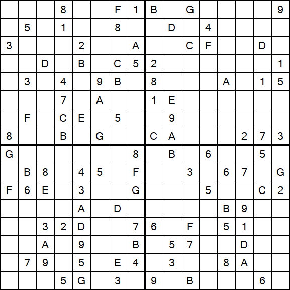 Sudoku 16x16 - Hard