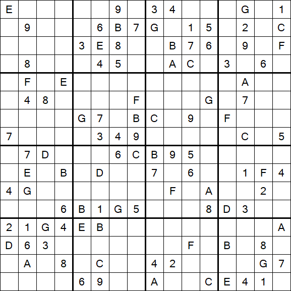Sudoku 16x16 - Hard