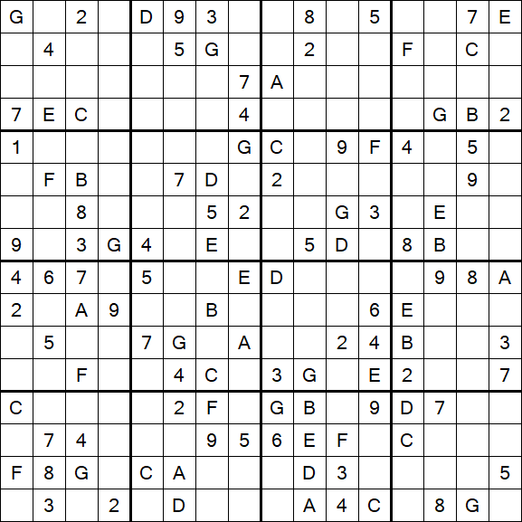 Sudoku 16x16 - Hard