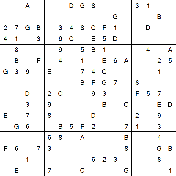Sudoku 16x16 - Hard