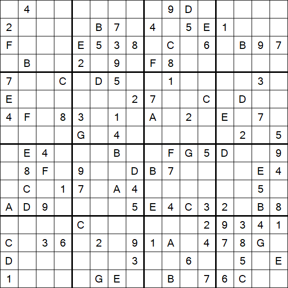 Sudoku 16x16 - Difícil