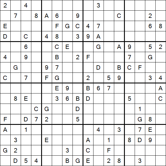 Sudoku 16x16 - Hard