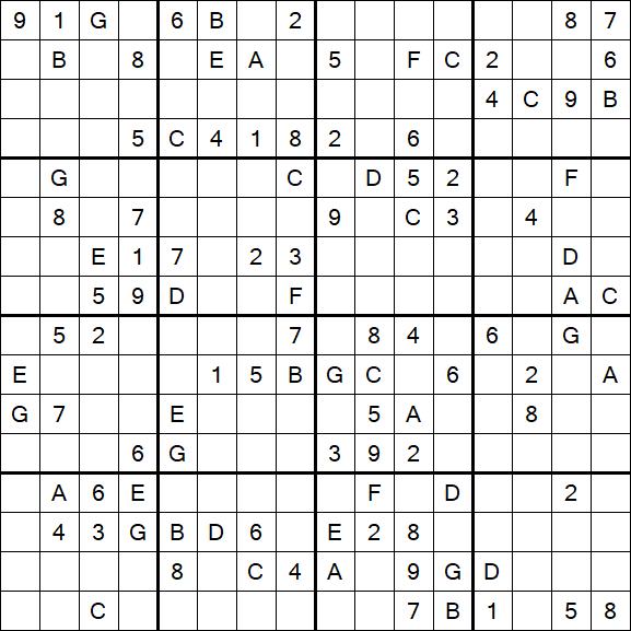 Sudoku 16x16 - Hard