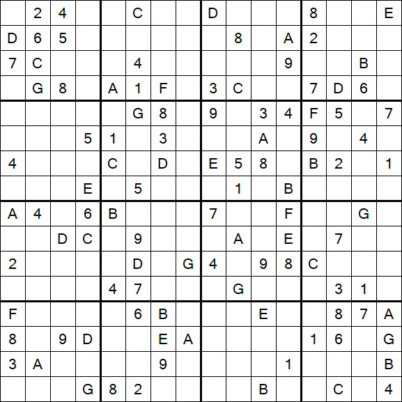 Sudoku 16x16 - Hard