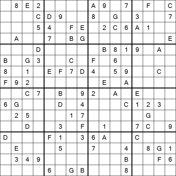 Sudoku 16x16 - Difficile