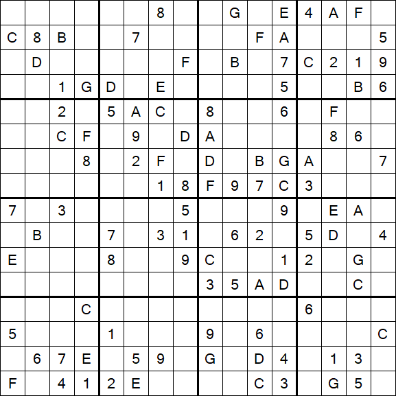Sudoku 16x16 - Difficile