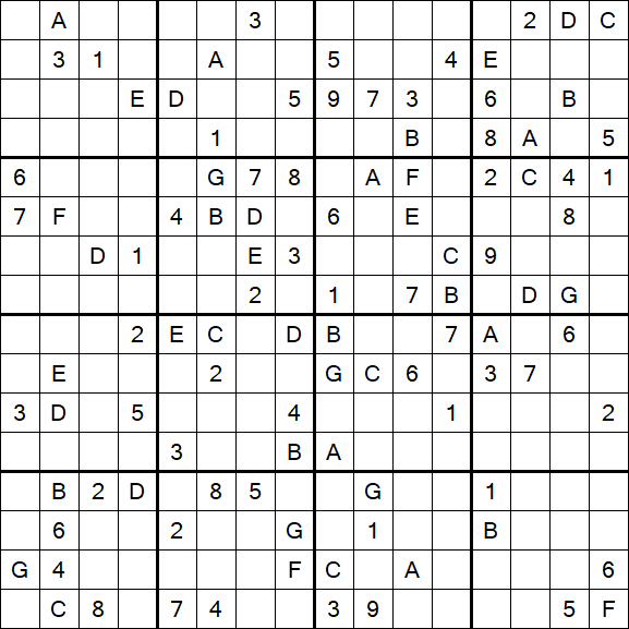 Sudoku 16x16 - Difficile