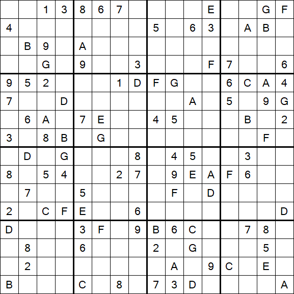 Sudoku 16x16 - Difficile