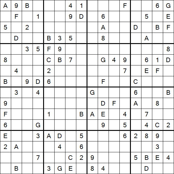 Sudoku 16x16 - Difficile