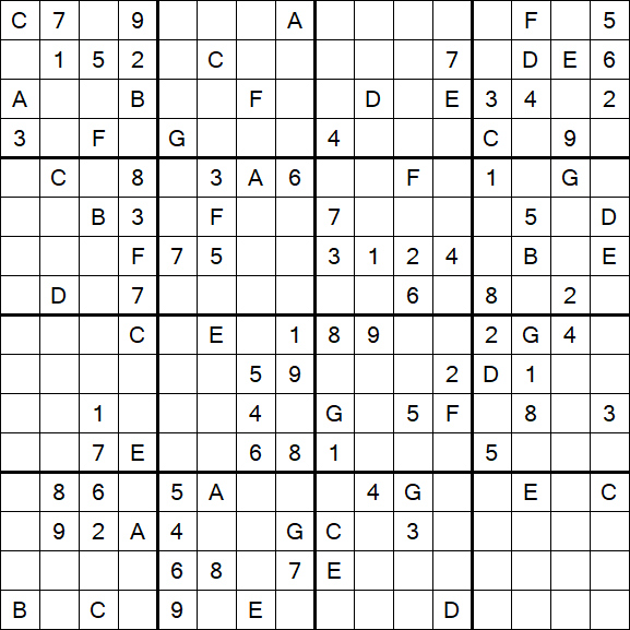 Sudoku 16x16 - Difficile