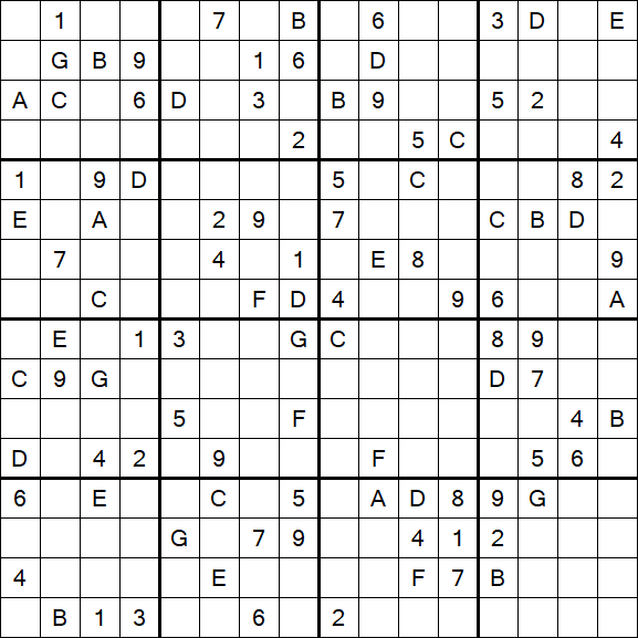 Sudoku 16x16 - Difficile