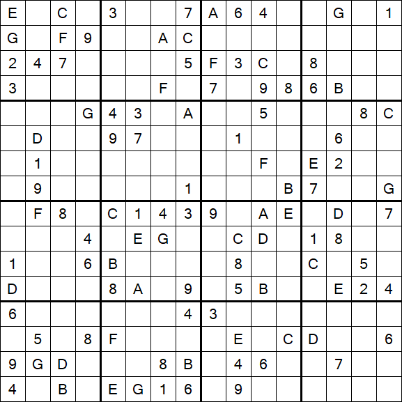 Sudoku 16x16 - Difficile