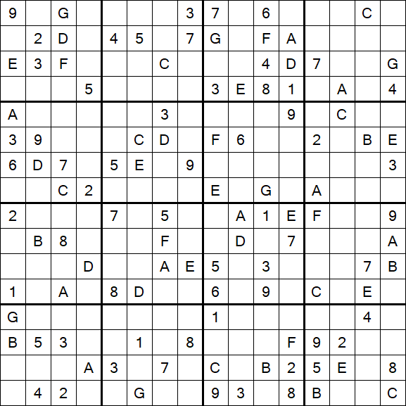 Sudoku 16x16 - Difficile
