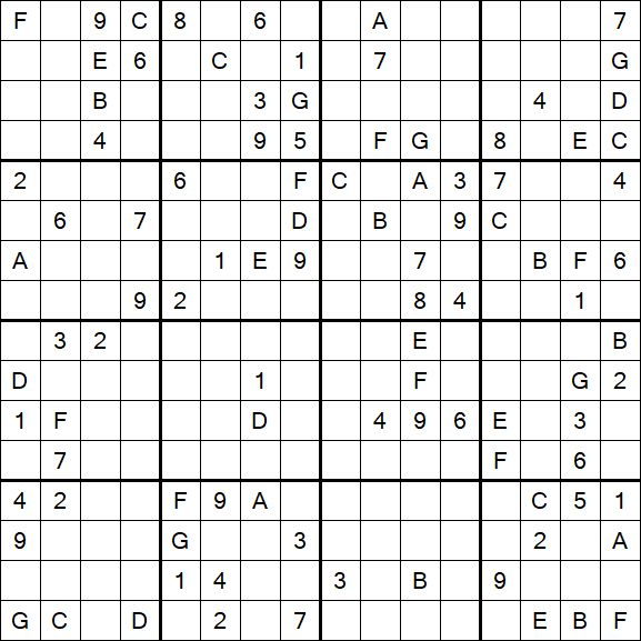 Sudoku 16x16 - Hard