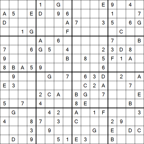 Sudoku 16x16 - Hard