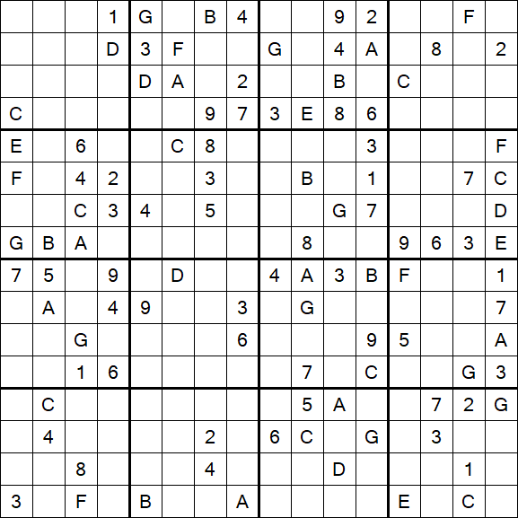 Sudoku 16x16 - Hard
