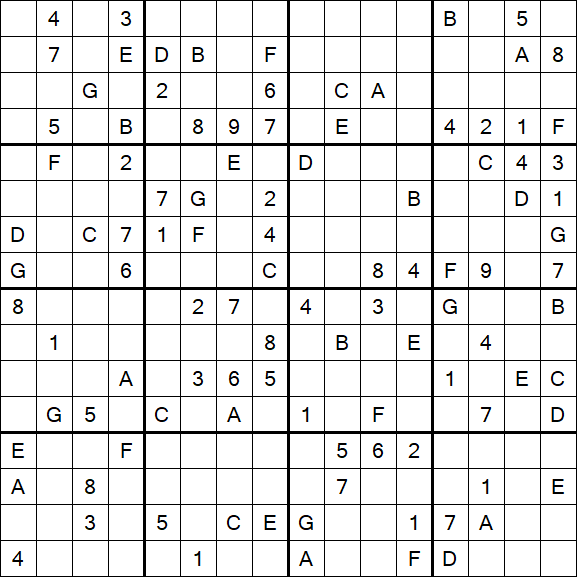 Sudoku 16x16 - Hard