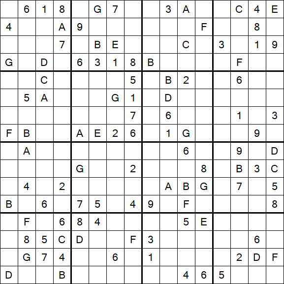 Sudoku 16x16 - Hard