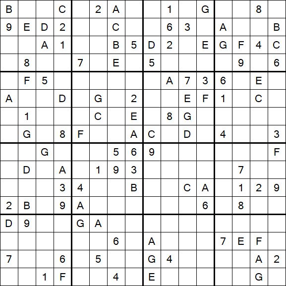 Sudoku 16x16 - Hard