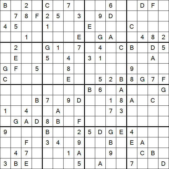 Sudoku 16x16 - Hard