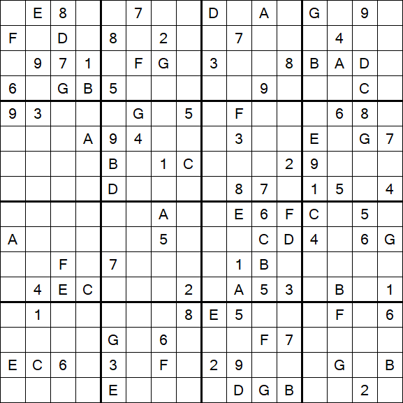Sudoku 16x16 - Hard