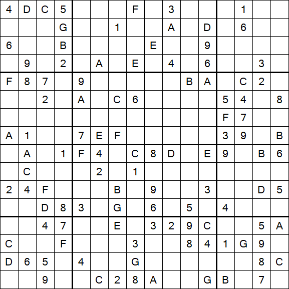 Sudoku 16x16 - Hard