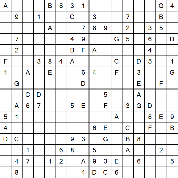 Sudoku 16x16 - Hard