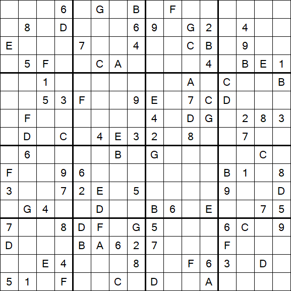 Sudoku 16x16 - Hard