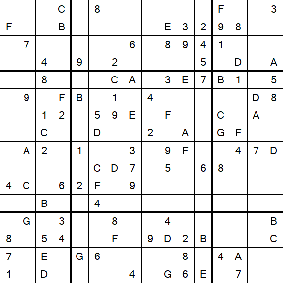 Sudoku 16x16 - Hard