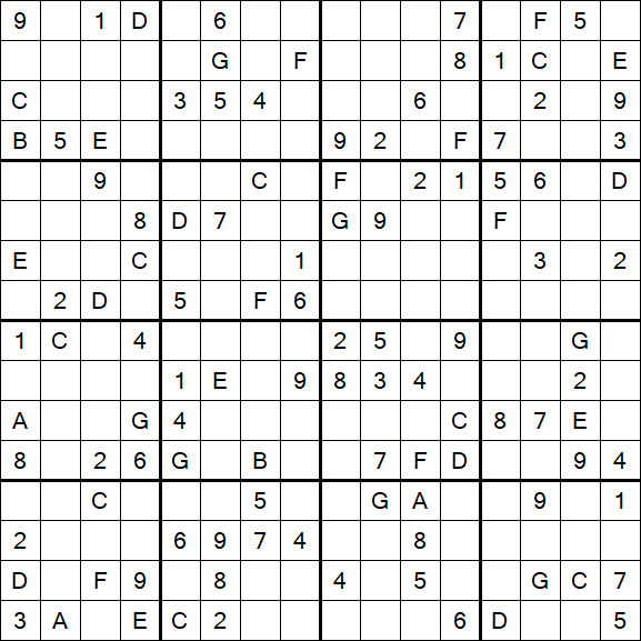 Sudoku 16x16 - Hard