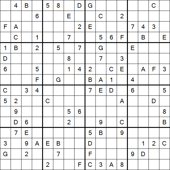 Sudoku 16x16 - Hard