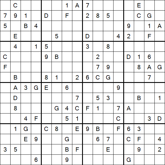 Sudoku 16x16 - Hard