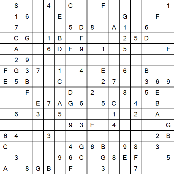 Sudoku 16x16 - Hard