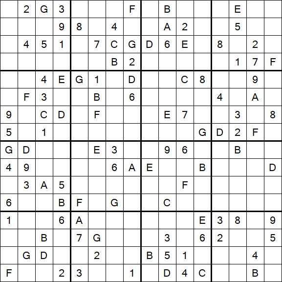 Sudoku 16x16 - Hard