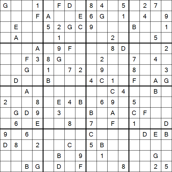 Sudoku 16x16 - Hard
