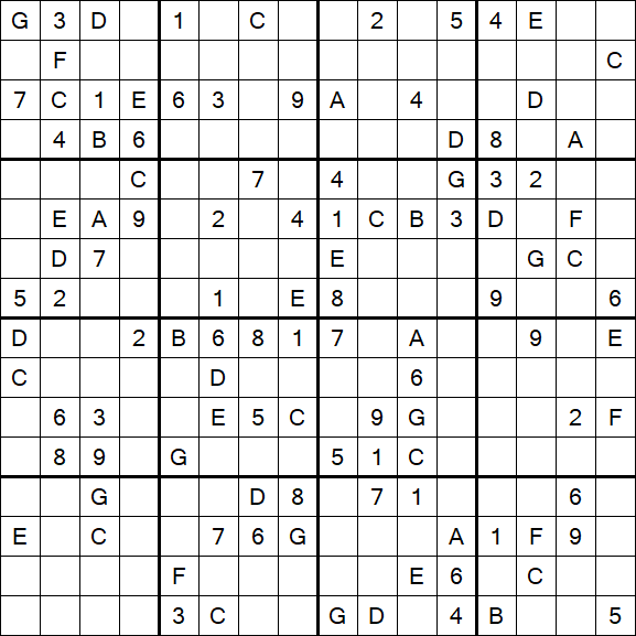 Sudoku 16x16 - Hard
