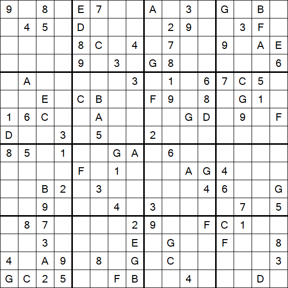 Sudoku 16x16 - Hard
