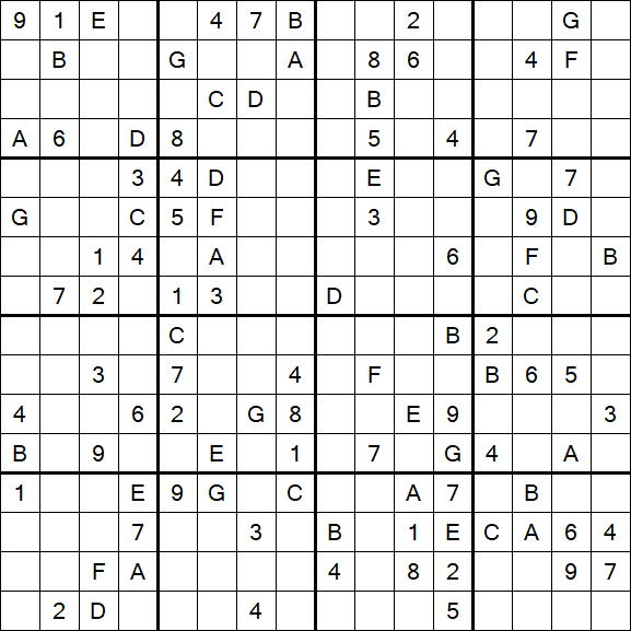 Sudoku 16x16 - Hard