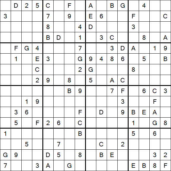 Sudoku 16x16 - Hard