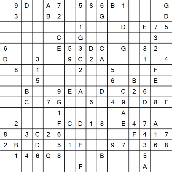 Sudoku 16x16 - Hard