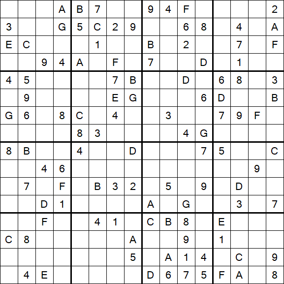 Sudoku 16x16 - Hard