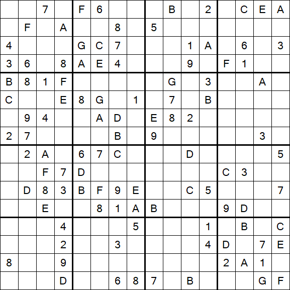 Sudoku 16x16 - Hard