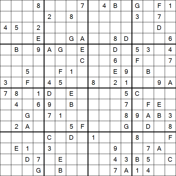 Sudoku 16x16 - Difícil