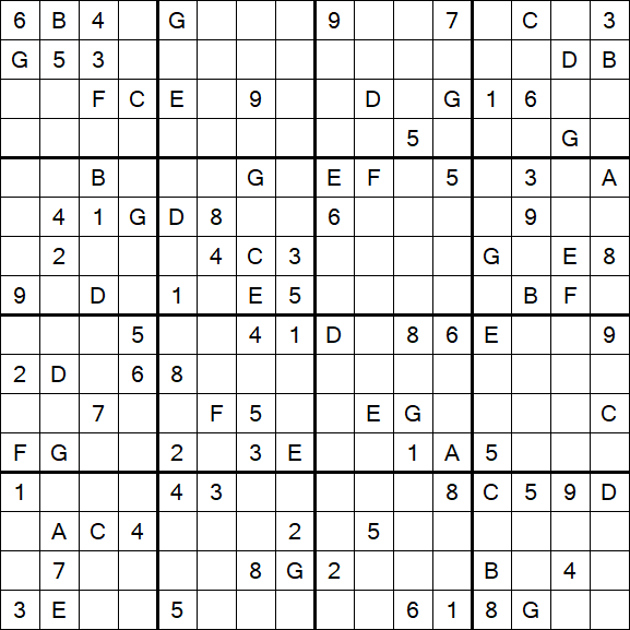 Sudoku 16x16 - Difícil