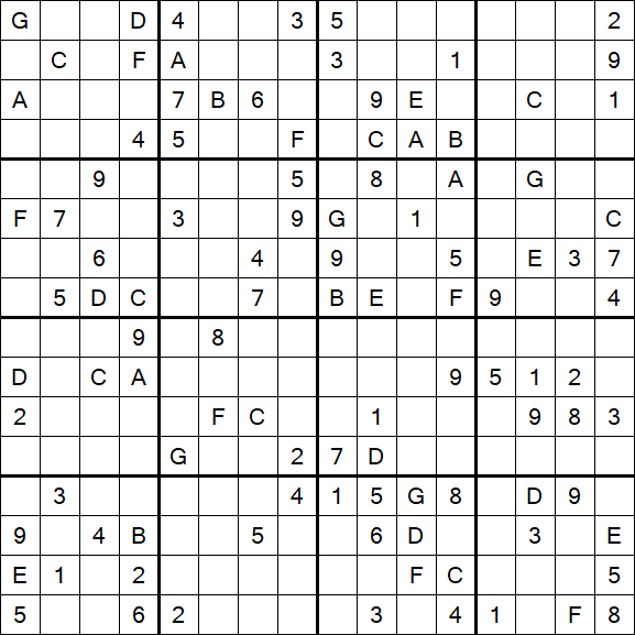 Sudoku 16x16 - Difícil
