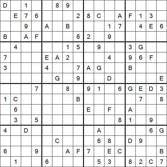 Sudoku 16x16 - Difícil