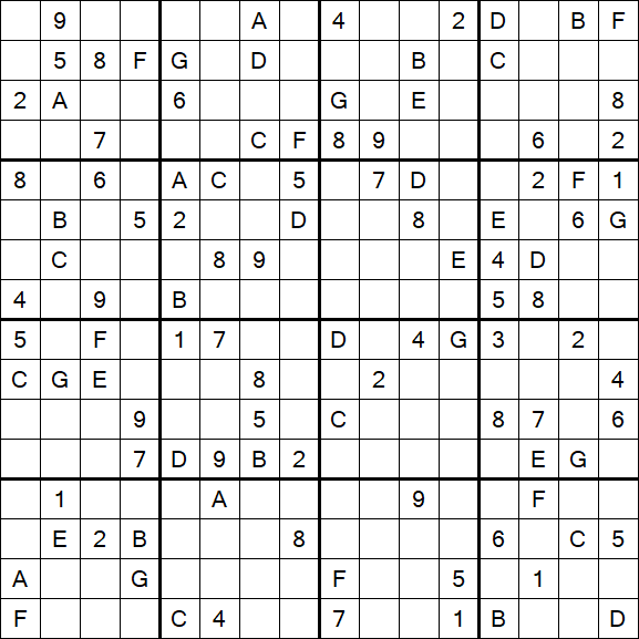 Sudoku 16x16 - Schwierig